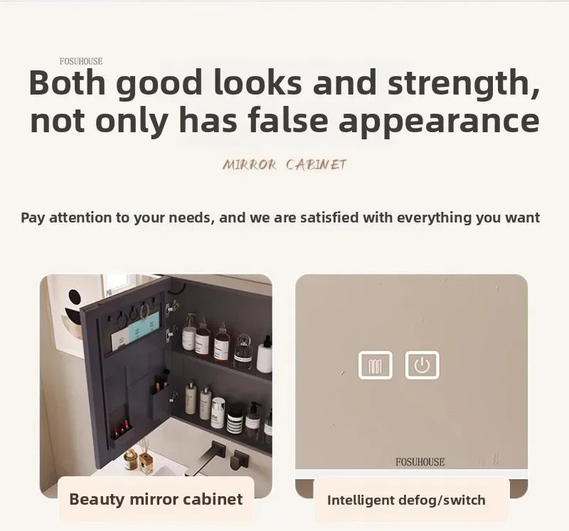 Minimalist Modern Arc-shaped Smart Bathroom Mirror Cabinets Home Furniture Wall-mounted Bathroom Mirror Cabinet with Lighting b
