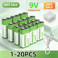 Micro USB 9V Rechargeable Li-ion Battery 16800mAh High Capacity for Multimeter, Microphone, Toy, Remote Control, KTV System
