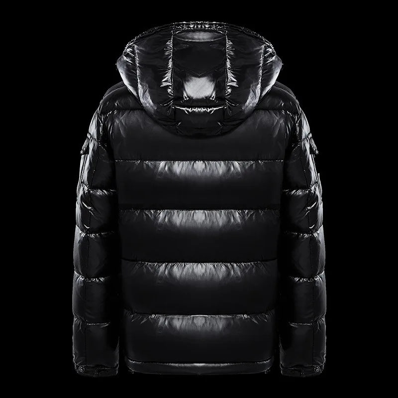 KIDCRKJ Thicken Cold-proof Winter Men Jacket Streetwear Long Sleeve Male Outerwear Simple Stand Collar Man Hooded Down Coat