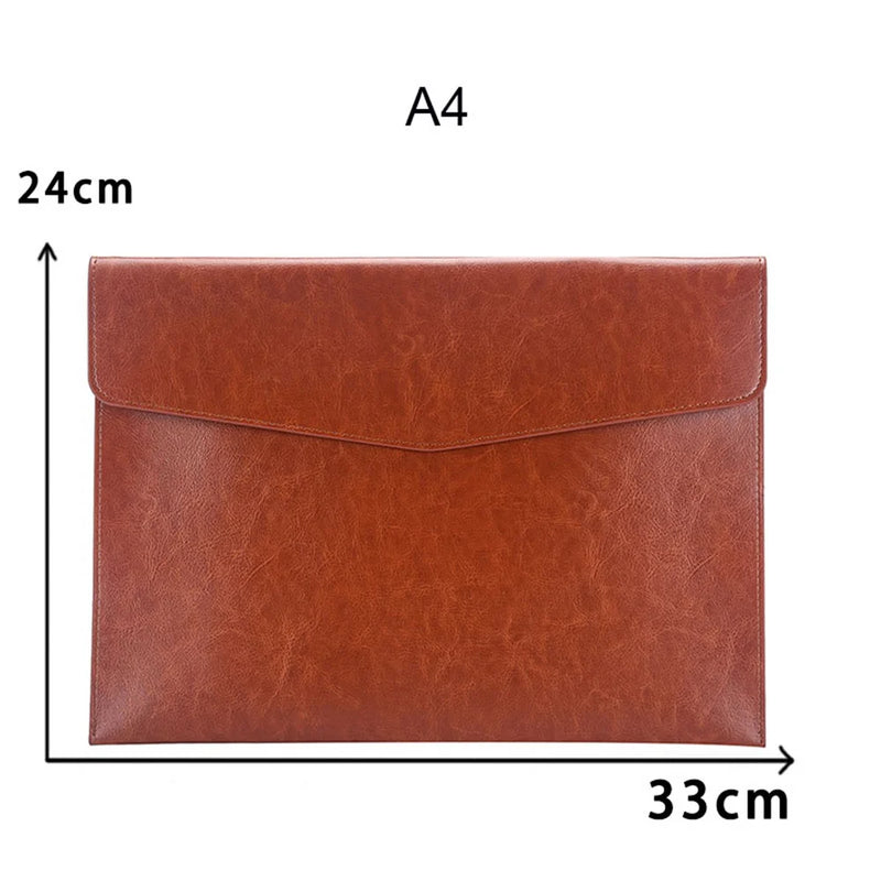 A4 A6 Leather File Folder Business Document Organiser Folder Bag Fashion Briefcase Data Contract Bill File Bag School Office Sup