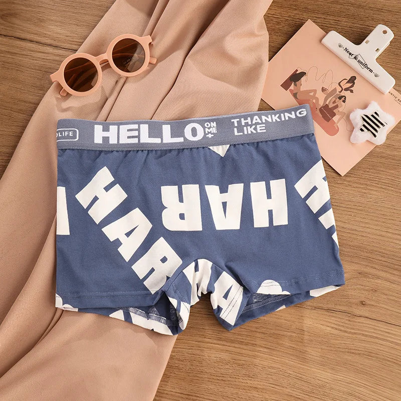 1-3pcs Women Cotton Panties Sports Boxer Underpants Ladies Breathable Letter Pants Mid-waist Beathable Cozy Boyshort Underwear