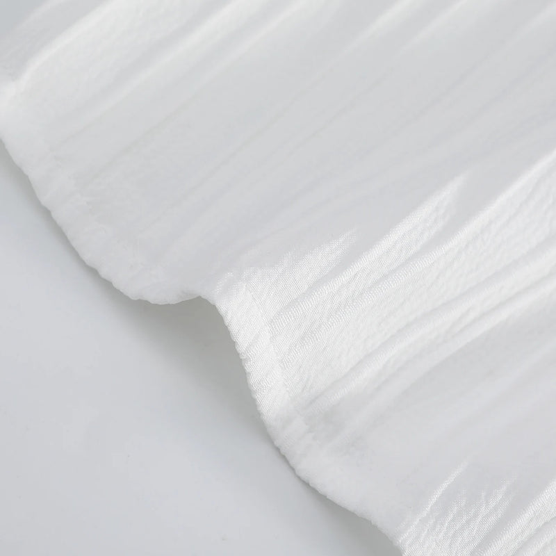 Men's White Pleated Texture Set Cuban Collar Short Sleeve | SAMAG