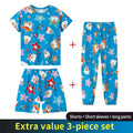 3-Piece Children's Fashion Printed Multicolor Home Service Suit Boy Casual T-shirt Girl Sweet Love Pattern Comfortable Shorts