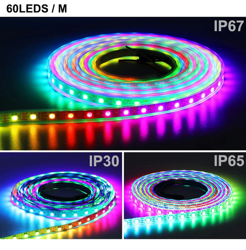 SK6812 RGBW Led Strip Light 4 in 1 Similar WS2812B 1m 5m 30 60 144 LEDs Individual Addressable RGBWW Led Lights IP30 65 67 5V12V