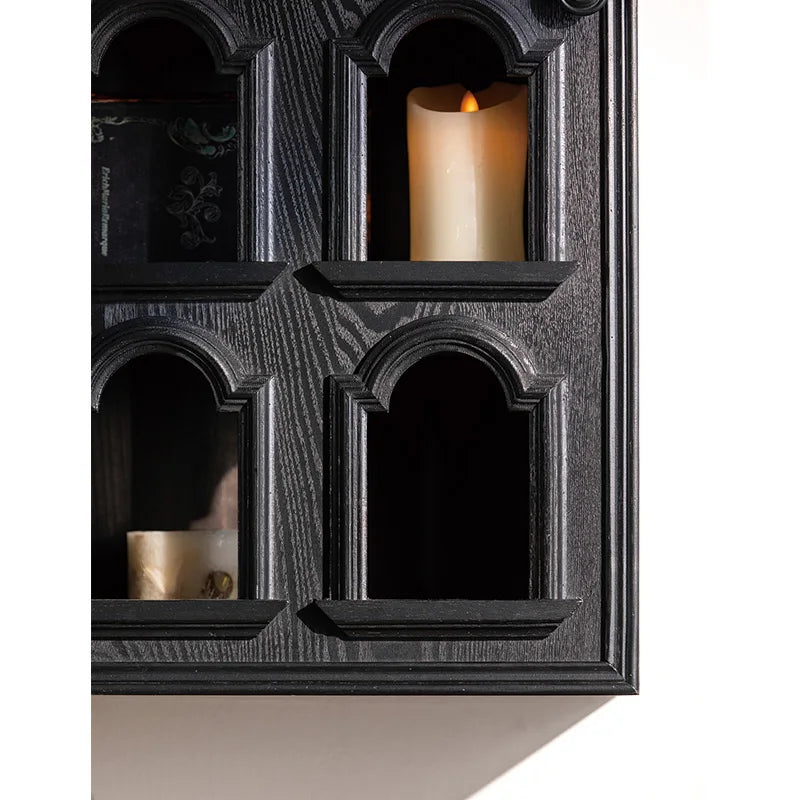 French Rustic Style Home Decor Wall Mounted Black Shelf Rack Solid Wood Storage - View 4 | SAMAG