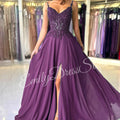 Green Chiffon Evening Dress Women Elegant Applique | SAMAG