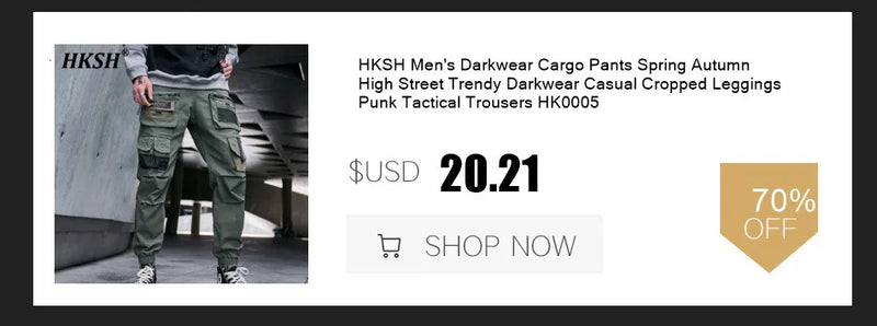 HKSH Spring Summer New Men's RO Style Round Collar Printed T-shirt Oversized Chic Cotton Chic Top American Loose Y2K Tees HK4638