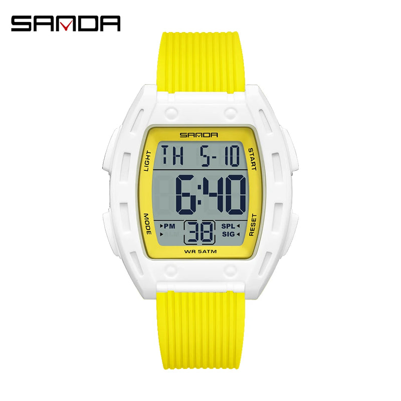 SANDA 6506 Men's Electronic Watches Stopwatch Alarm 5ATM Waterproof Sports Digital Watch for Men Luxury Shockproof Clock Reloj