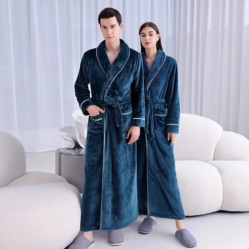 Warm Coral Fleece Kimono Bathrobe Gown Winter Thickened | SAMAG