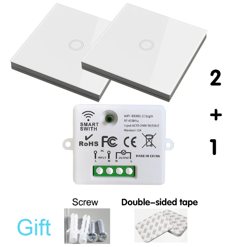 Mini WIFI Smart Light Switch Tuya Smart Life APP Wall Panels Touch Switch 433Mhz DIY Relay Module Timer Voice Google Home Alexa