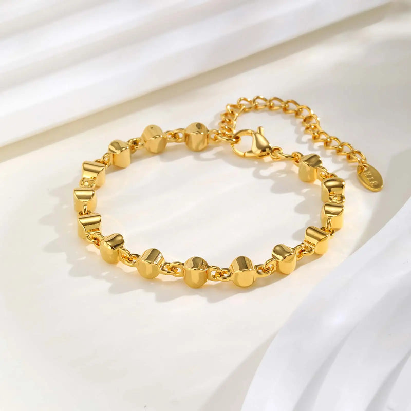 Minimalist Geometric Stainless Steel Bracelets 18K Gold Plated Thick Chunky Chain Bracelet for Women Waterproof Luxury Jewelry