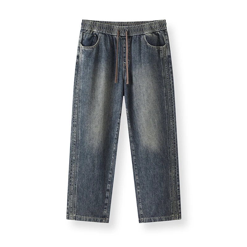 Semir Men Jeans Retro Wide Straight Side Stripe Elastic | SAMAG