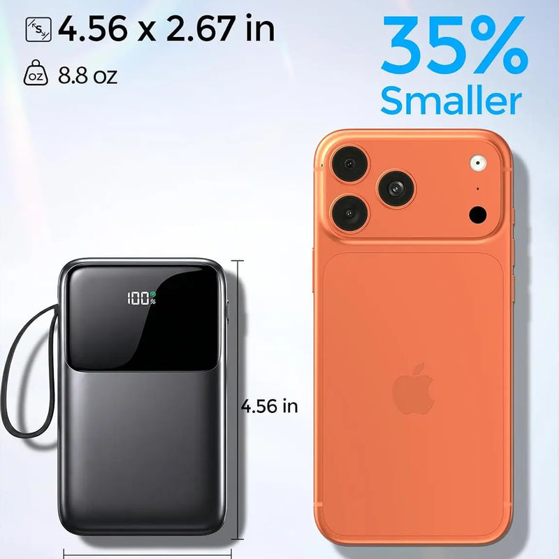 Power Bank,15000mAh Portable Charger with Built in Cable,22.5W Fast Charging,6 Outputs,Slim Travel Essential Battery Pack