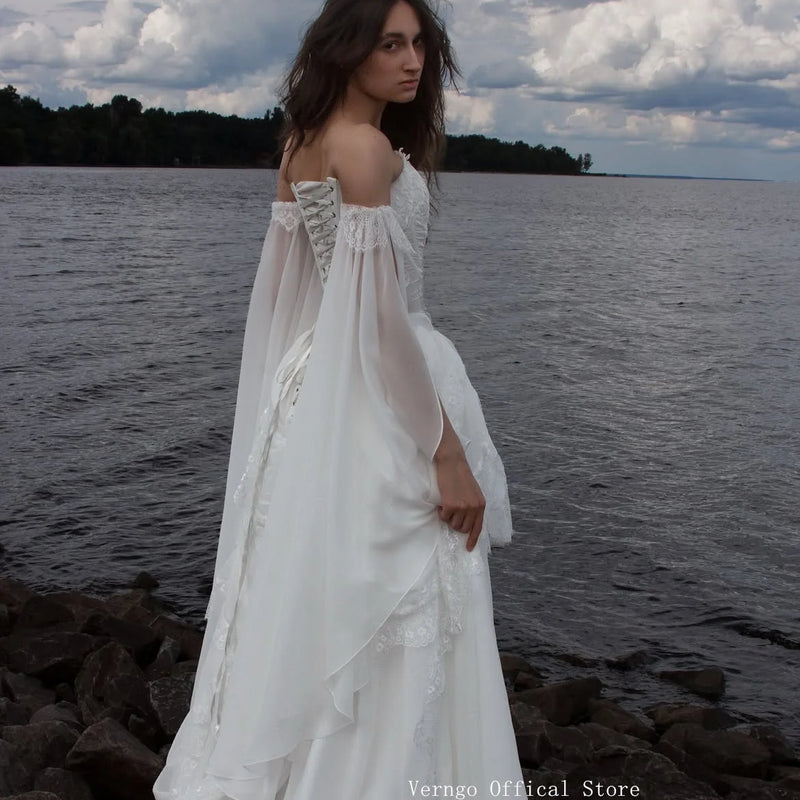 Verngo Princess Appliques Bridal Gowns Strapless A Line - View 6 | SAMAG