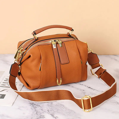 High-end Genuine Leather Vintage Boston Pillow Bag Luxury | SAMAG