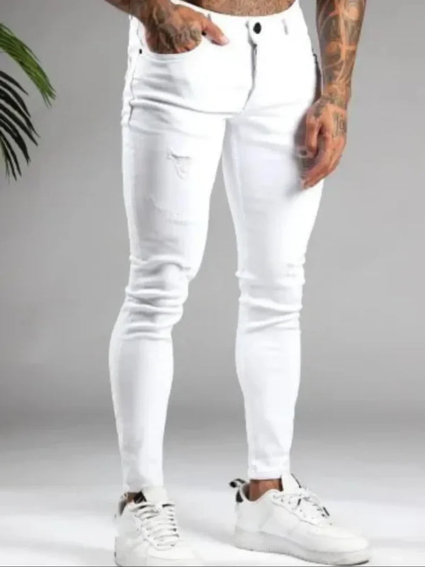 Stretch Slim Fit Skinny White Jeans for Men Tight Little | SAMAG