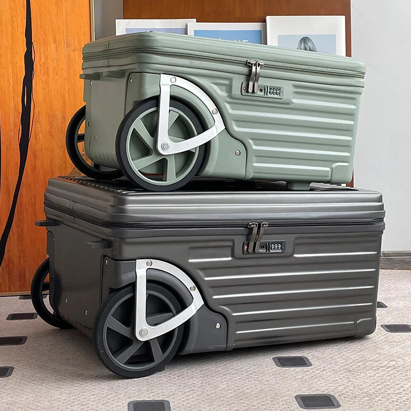 Side Opening Luggage Compartment with Oversized Wheels Large Capacity Travel Suitcase Travel Suitcase on Wheels