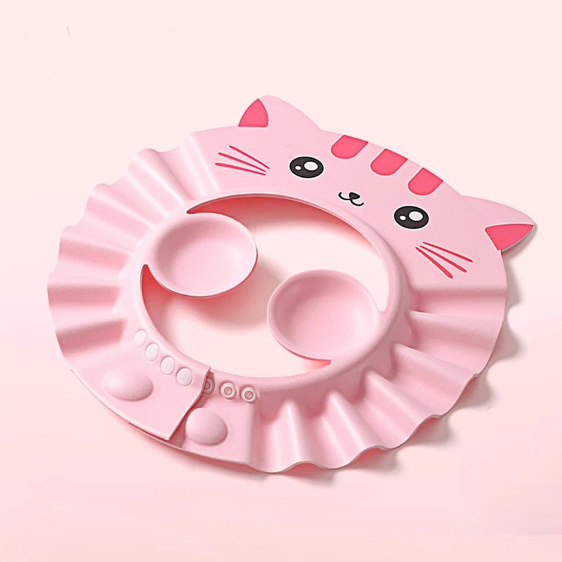 Kids Shower Bathing Cap Bath Safe Protect Shampoo Adjustable Soft Cap Protection Eye For Baby Wash Hair Shield Bathing Hat