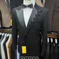 2-piece Luxury Suit Set for Men, Jacket and Pants Double Breasted Suit Blazer Beaded Slim Fitting Costume for Groom