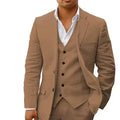 3 piece Linen Summer Men Suits for Wedding Groom Tuxedos 2026 Casual Beach Custom Man Suit Set Jacket Vest with Pants Man Fahion