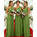One Shoulder Lemon Yellow Bridesmaid Dresses Chiffon | SAMAG