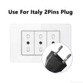 White Tempered Glass Italy USB Type C Smart Fast Charging Wall Socket Plugs Schuko Light Switch Panel Chile TV Sat Computer CAT6
