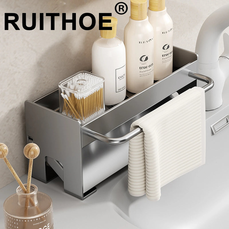 Kitchen Sponge Holder Stainless Steel Sink Drain Rack Soap Drainer Towel Shelf Organizer bathroom Storage - View 3 | SAMAG