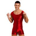 Swimwear Mens Glossy Stretchy Swimsuit U Neck Tank Leotard Jumpsuit Bodysuit Mankini Bodybuilding Fitness Exercise Swimming Suit