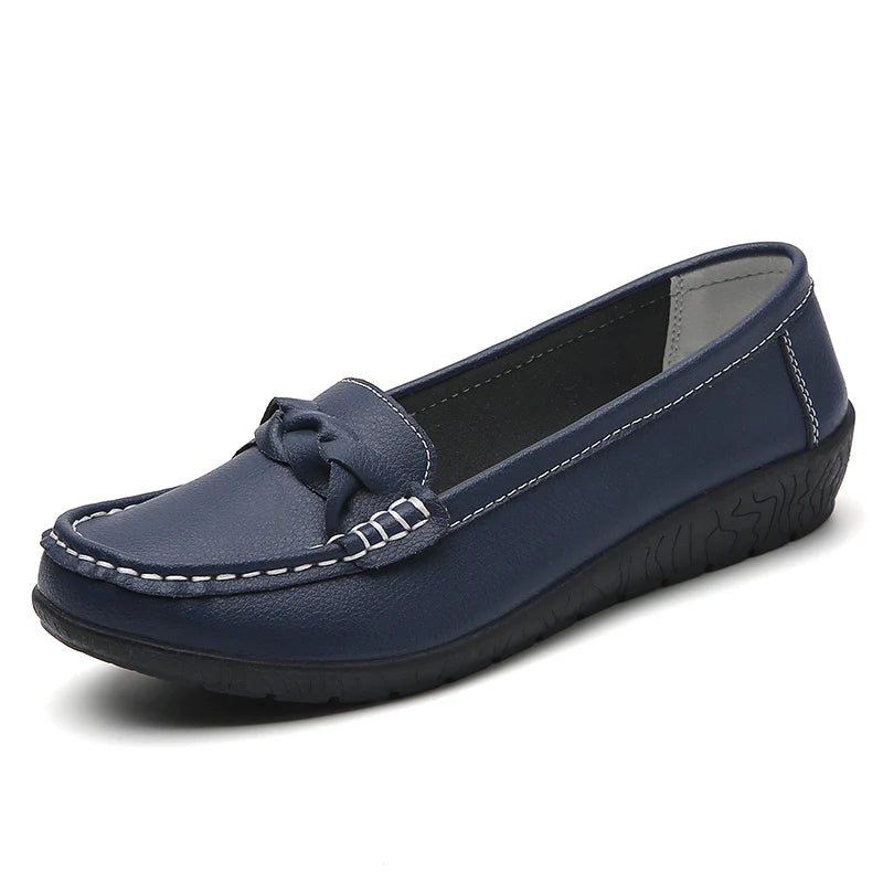 Fashion Genuine Leather Women Flats Black Nurse Shoes Moccasins Ballet Flats Oxford Women Shoe Casual Plus Size Shoes Female