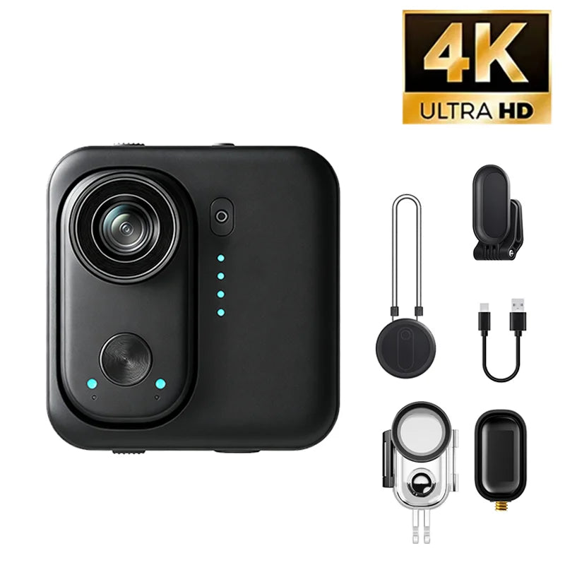 4K HD Motorcycle Mini Camera Magnetic 6-axis EIS Wifi Thumb Camera Waterproof Sport Cam with Charging Case Video Record Viipulse