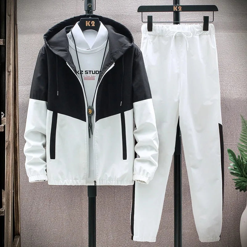 M - 6XL New Men's Sportswear Set from Japan South Korea Autumn Casual Wear Hooded Jacket Leg Tied Pants - View 3 | SAMAG