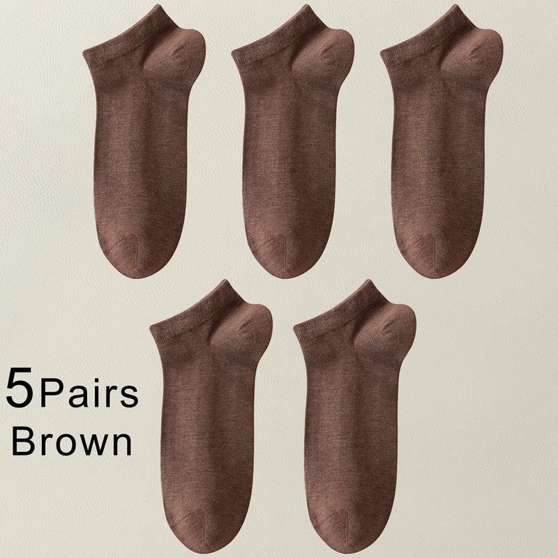 5 Pairs Spring Summer Thin Men's Bamboo Fiber Socks Short | SAMAG