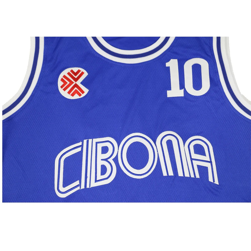 CIBONA Basketball Jersey #10 Petrovic High-Quality Blue Outdoor Sportswear with Embroidery Ventilation for Sports Fans