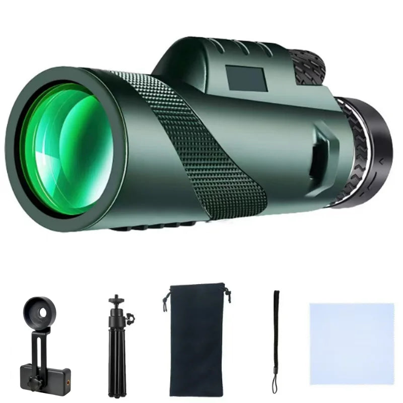 80X100 High-definition High Magnification Monocular Telescope 50000M Telescope Remote Zoom Tripod Phone Holder Outdoor Hunting