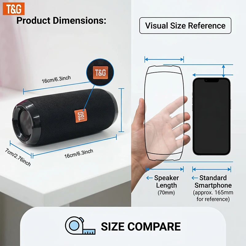 TG117 Bluetooth Portable Wireless Speaker, IPX4 Waterproof, TWS Stereo Sound, Support TF Card & USB Playback, Connect Phone Tablet TV, Outdoor Wireless Audio Speaker, Ideal Birthday, Thanksgiving, Christmas Party Gift