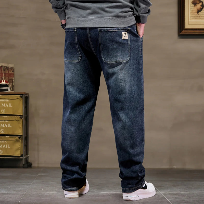 Extra Big Size Jeans Men High Elastic Waist Baggy Denim | SAMAG