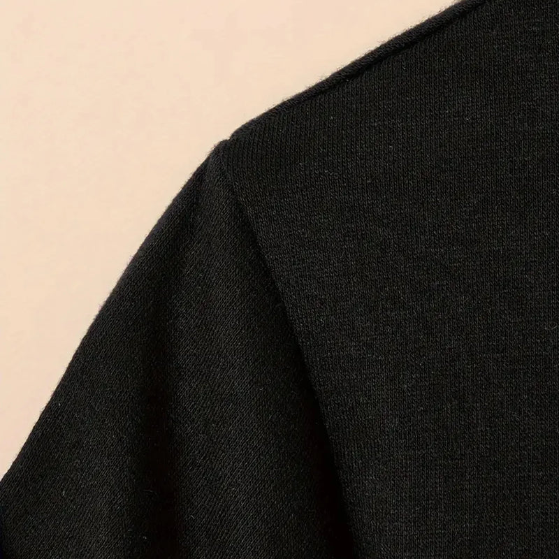 Girls' Summer Casual Outfit: Black Round-Neck | SAMAG