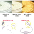 LED Strips Light 220V SMD2835 IP67 Waterproof Flexible Rope Lamp 120Leds/M High Brightness Outdoor Indoor Tape Decor EU Plug