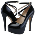 Women Stilettos Pumps Sexy Shallow Round Toe Slingback Super Platform Ankle Strap High Heels Elegant Banquet Party Wedding Shoes