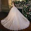 Customized Exquisite Wedding Dress Long Sleeves V Neck - View 2 | SAMAG