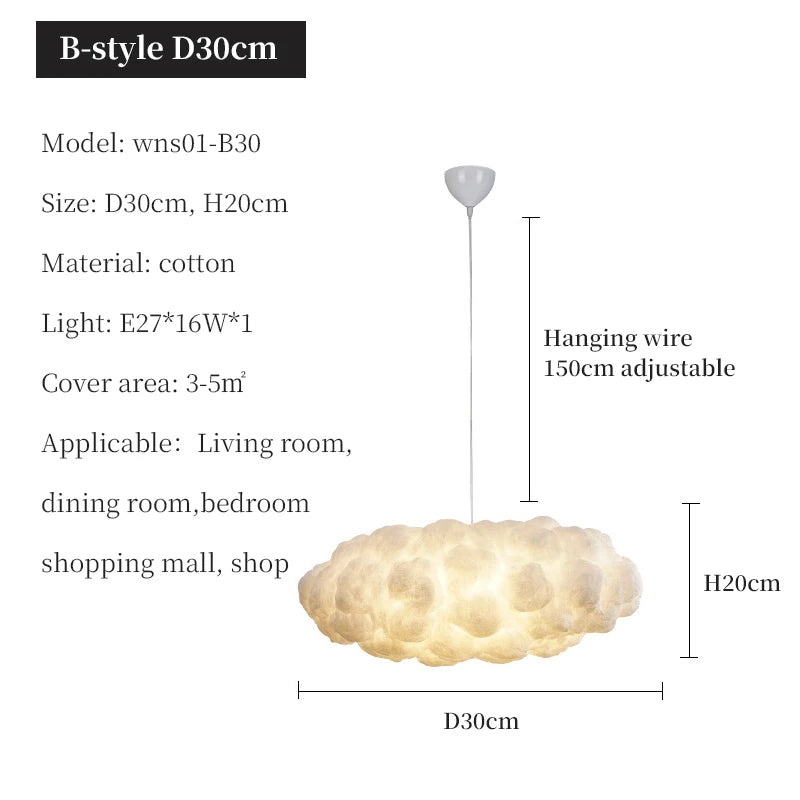 Modern Floating Cloud Led Pendant Light Living Dining Room Chandelier Lighting Bedroom Lampara Restaurant Hanging Lamp Luminaire