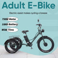 Electric Bike For Man 24-Inch 750W 48V Three Wheeled Electric Vehicle Fat Tire Pedal Powerful Electric Tricycle For Adults Elder