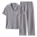 Sleepwear Pajama Male Pajamas Summer Men's Pure Cotton Set Short-sleeved  Long Pants Japanese-style Home Wear Large Size Casual