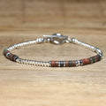 1 Pc Minimalist OT Clasp Stainless Steel Bracelet Natural Stone Handmade Production Picasso Hematite Women Jewelry