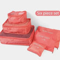 6Pcs Luggage Travel Bags Underwear Shoes Storage Bag Oxford Waterproof Cloth Suitcase Pouch Cube Red Organiser For Clothing