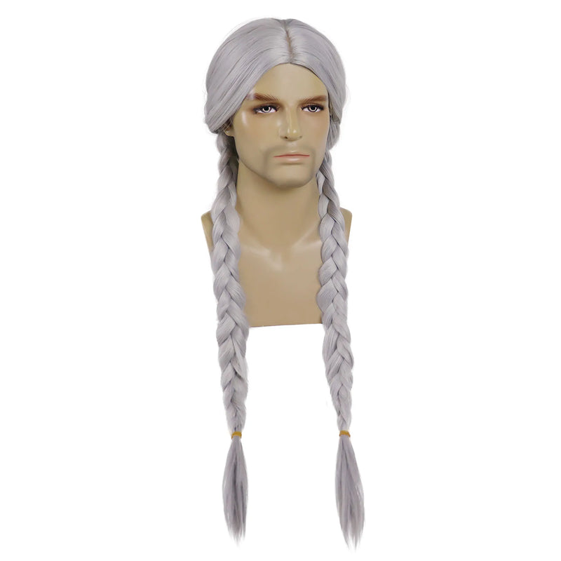 Silvery Grey Braided Wigs for Men Synthetic Hair Long Gray Wig Dreads Halloween Costume for Man Willie Nelson Wig Braid 32 inch