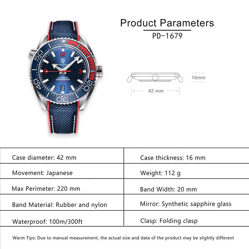 PAGANI DESIGN Classic Luxury Men Mechanical Wristwatch Sapphire Glass Clock Top Brand Stainless Steel Waterproof Watch Men Gift