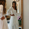 Verngo Rustic Boho Wedding Dress Vintage Lace A Line - View 2 | SAMAG