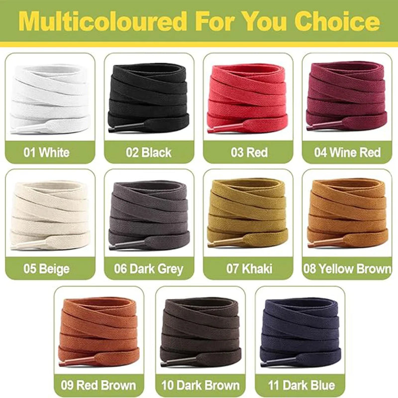 4 Pcs(2 Pairs) Premium Flat Waxed Shoelaces Heavy Duty Replacement Laces for Sneakers Leather Boots Hiking Shoes Men Women