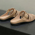 2026 Summer New Women's Mules And Clogs Closed Toe Woven Hollow Out Breathable Slip On Shoes Plus Size Casual Flat Sandals мюли